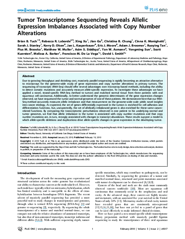 (PDF) Tumor Transcriptome Sequencing Reveals Allelic Expression