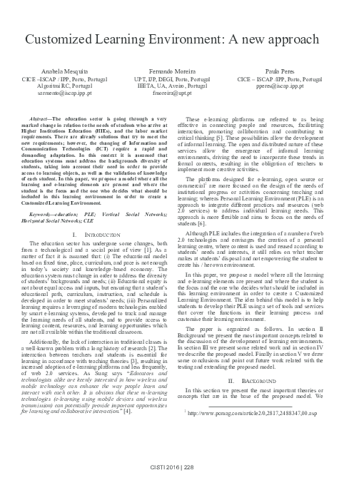 (PDF) Customized Learning Environment: A new approach