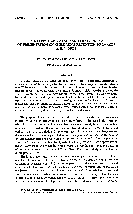 (PDF) The effect of visual and verbal modes of presentation on children ...