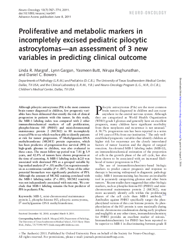 (PDF) Proliferative and metabolic markers in incompletely excised ...