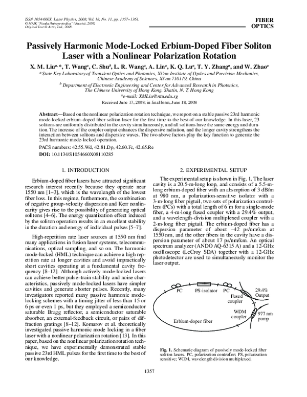 (PDF) Passively harmonic mode-locked erbium-doped fiber soliton laser ...