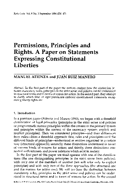 (PDF) Permissions, Principles and Rights. A Paper on Statements ...