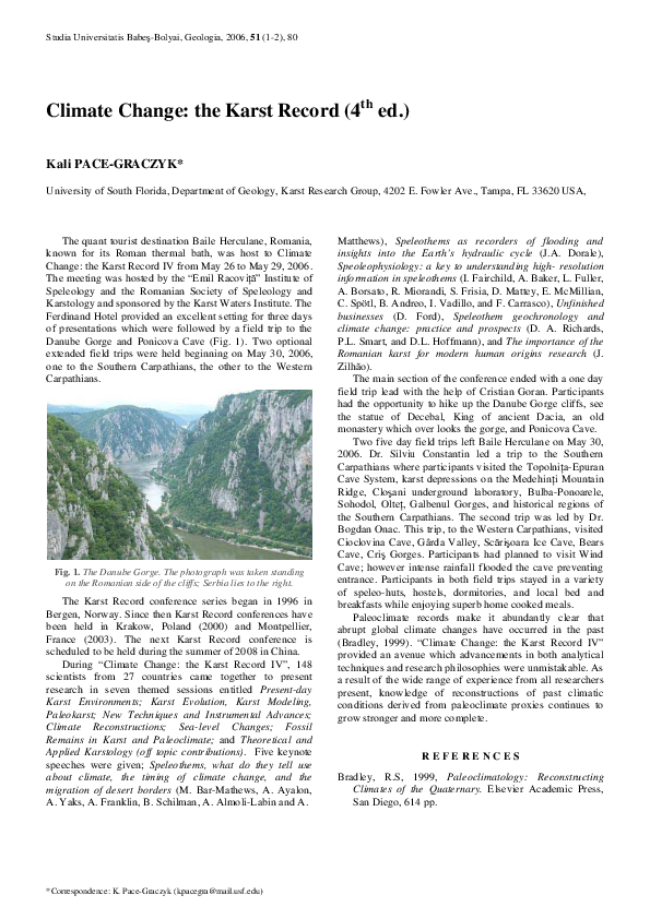 Pdf Climate Change The Karst Record 4 Th Ed