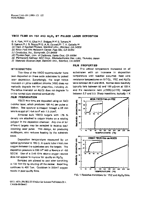 (PDF) YBCO films on YSZ and Al2O3 by pulsed laser deposition