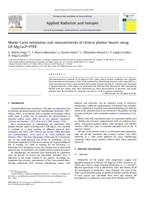 (PDF) Monte Carlo simulation and measurements of clinical photon beams ...