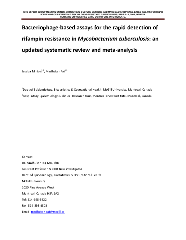 (PDF) Bacteriophage-based assays for the rapid detection of rifampin ...