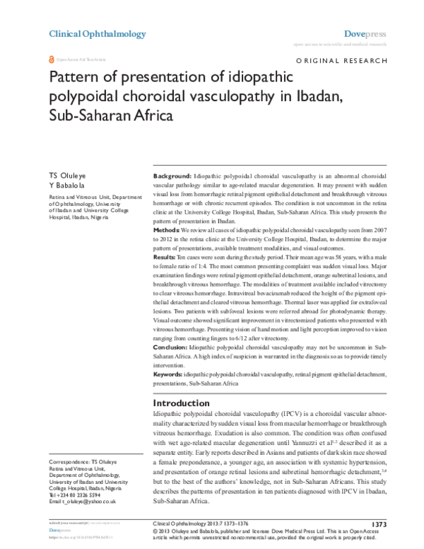 (PDF) Pattern of presentation of idiopathic polypoidal choroidal ...
