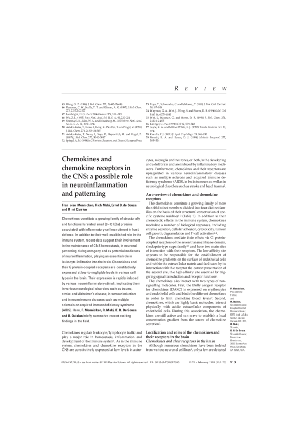 (PDF) Chemokines and chemokine receptors in the CNS: a possible role in ...