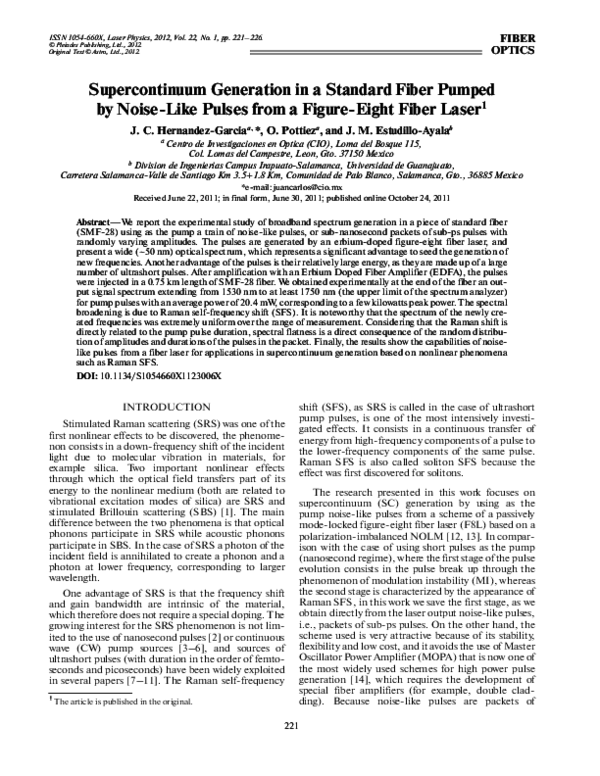 (PDF) Supercontinuum generation in a standard fiber pumped by noise ...