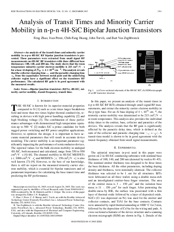 (PDF) Analysis of transit times and minority carrier mobility in npn