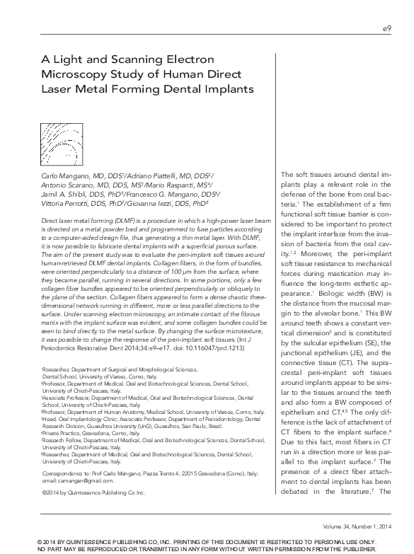 (PDF) A Light and Scanning Electron Microscopy Study of Human Direct ...