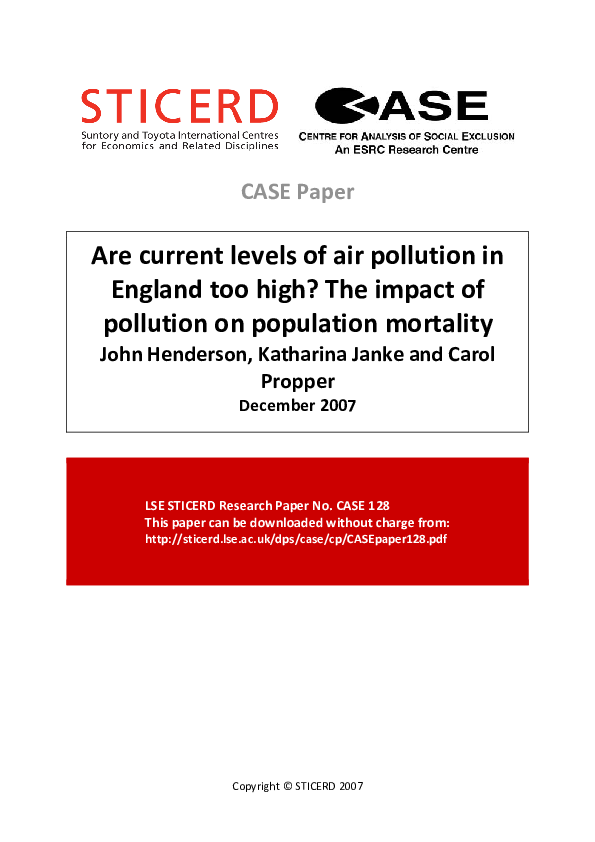 (PDF) Are current levels of air pollution in England too high? The