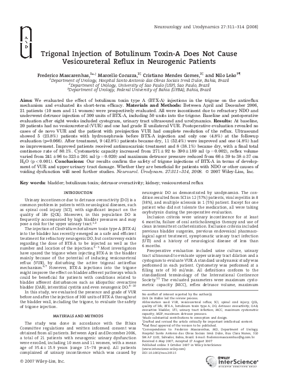 (PDF) Trigonal injection of botulinum toxin-A does not cause ...