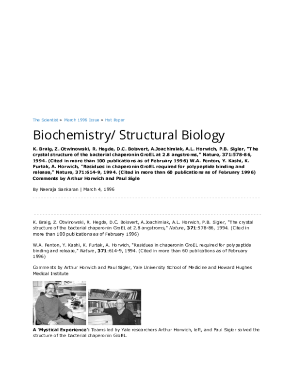 (PDF) Biochemistry/ Structural Biology (Hot papers)