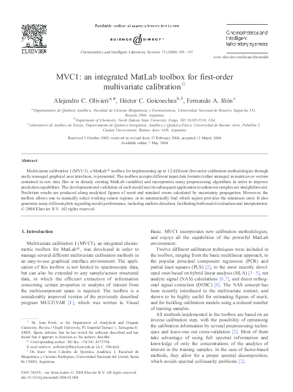 Pdf Mvc1 An Integrated Matlab Toolbox For First Order