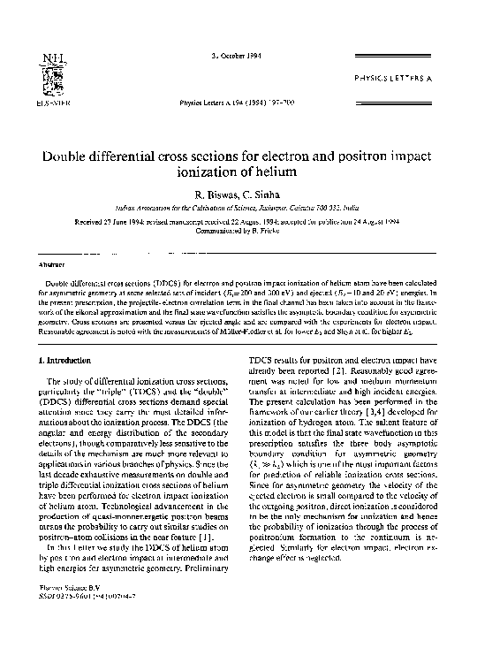 (PDF) Double differential cross sections for electron and positron ...