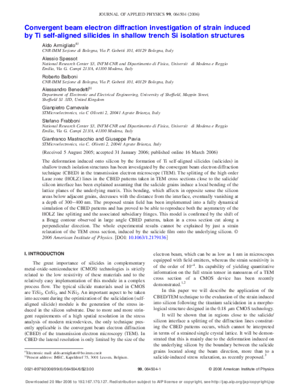 (PDF) Convergent beam electron diffraction investigation of strain ...