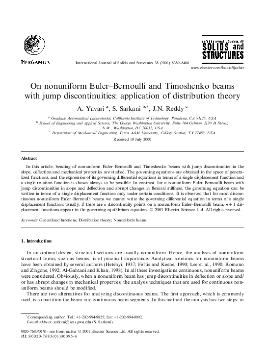 (PDF) On nonuniform Euler–Bernoulli and Timoshenko beams with jump ...