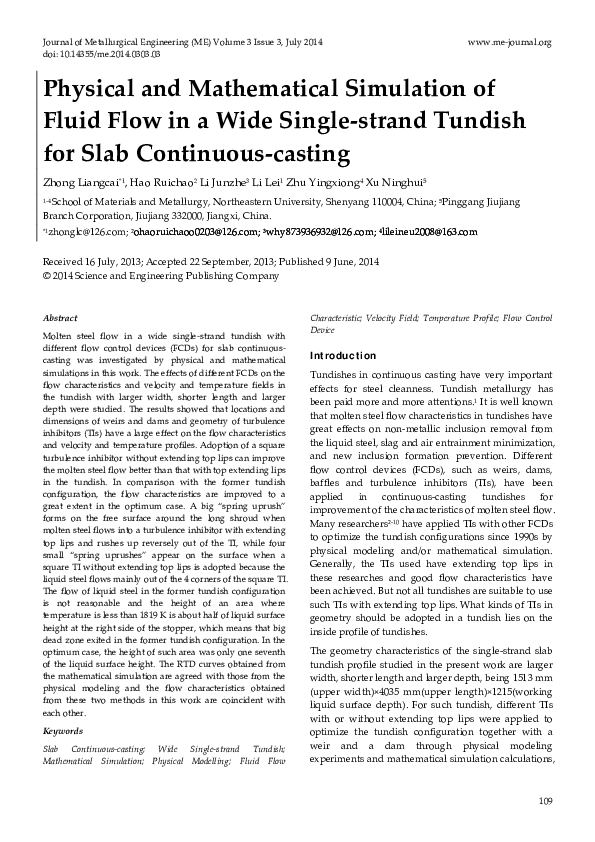 (PDF) Physical and Mathematical Simulation of Fluid Flow in a Wide ...