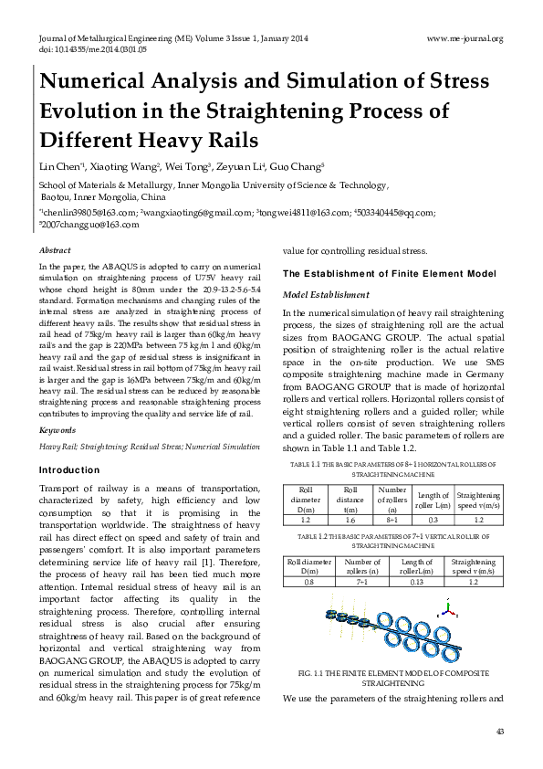 (PDF) Numerical Analysis and Simulation of Stress Evolution in the ...