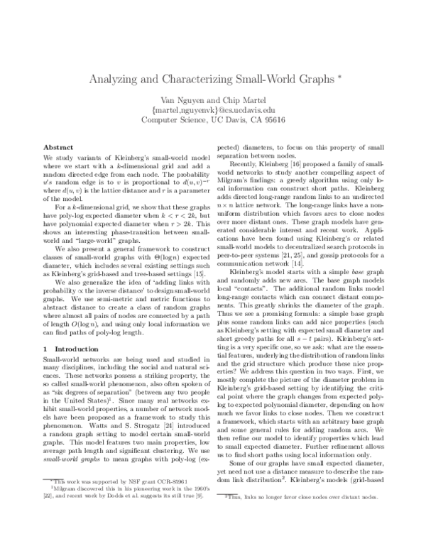 (PDF) Analyzing and characterizing small-world graphs