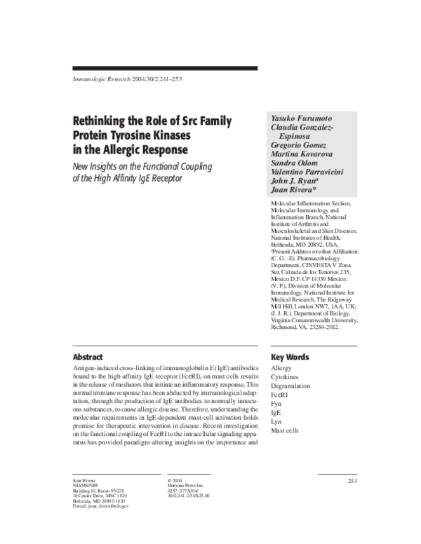 (PDF) Rethinking the role of Src family protein tyrosine kinases in the ...