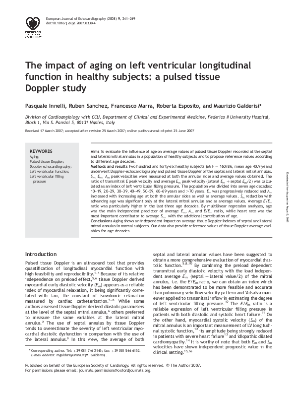 (PDF) The impact of aging on left ventricular longitudinal function in ...