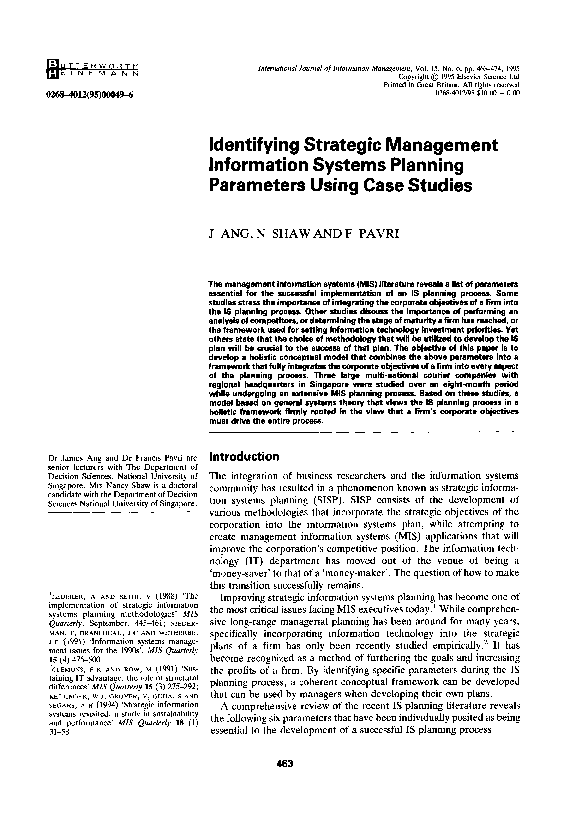 (PDF) Identifying strategic management information systems planning ...