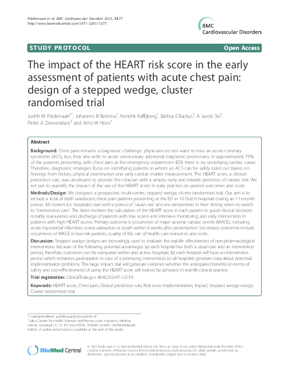 (PDF) The impact of the HEART risk score in the early assessment of ...