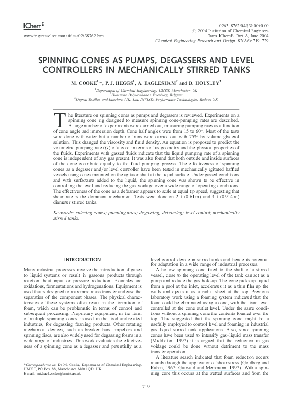 (PDF) Spinning Cones as Pumps, Degassers and Level Controllers in ...