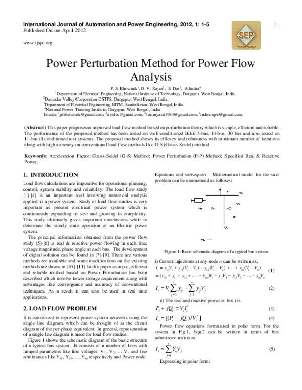(PDF) Power Perturbation Method for Power Flow Analysis