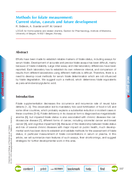 (PDF) Methods for folate measurement: Current status, caveats and ...