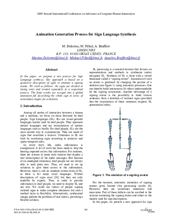 (PDF) Animation Generation Process for Sign Language Synthesis
