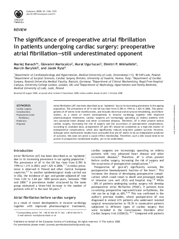 (PDF) The significance of preoperative atrial fibrillation in patients ...