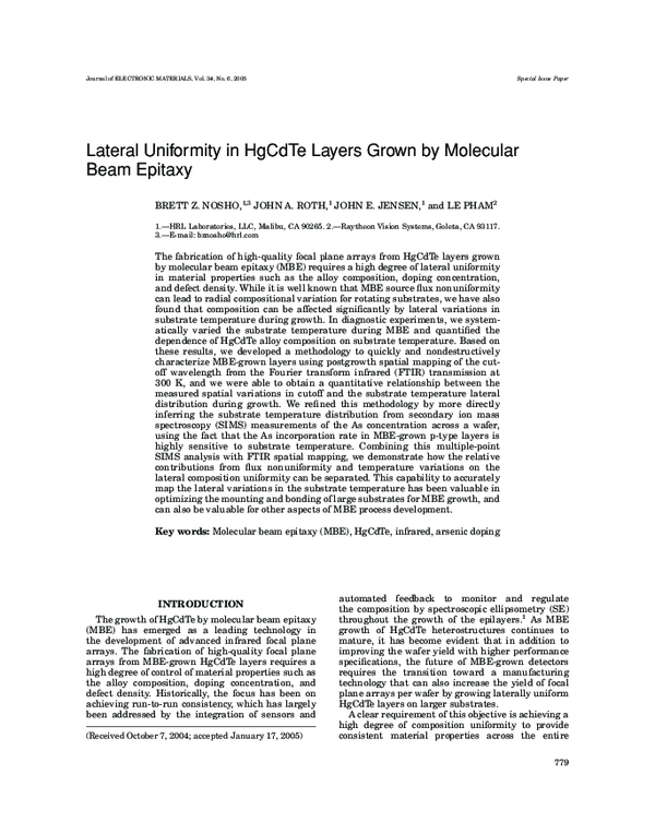 (PDF) Lateral uniformity in HgCdTe layers grown by molecular beam epitaxy