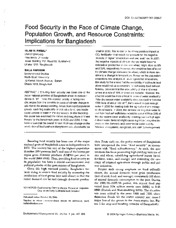 (PDF) Food Security in the Face of Climate Change, Population Growth ...