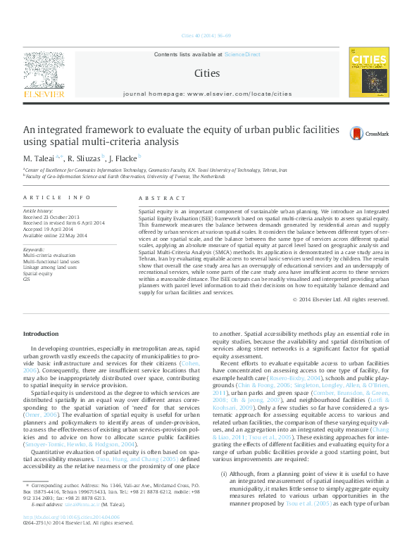 (PDF) An integrated framework to evaluate the equity of urban public ...