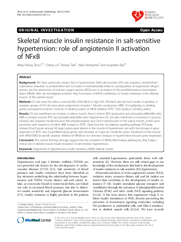 (PDF) Skeletal muscle insulin resistance in salt-sensitive hypertension ...
