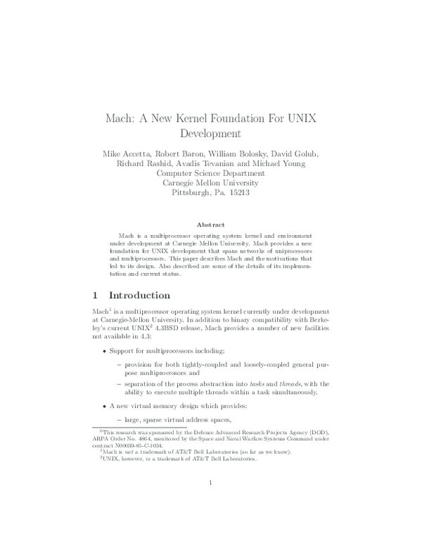 (PDF) Mach: A New Kernel Foundation for UNIX Development