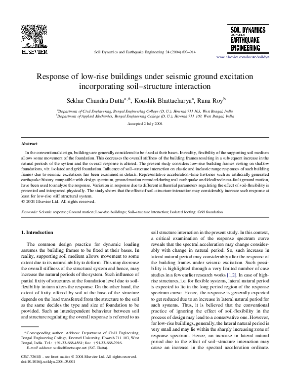 (PDF) Response of low-rise buildings under seismic ground excitation ...