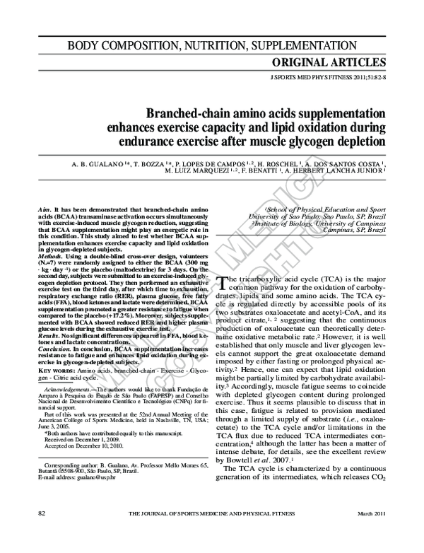 (PDF) Branched-chain amino acids supplementation enhances exercise ...