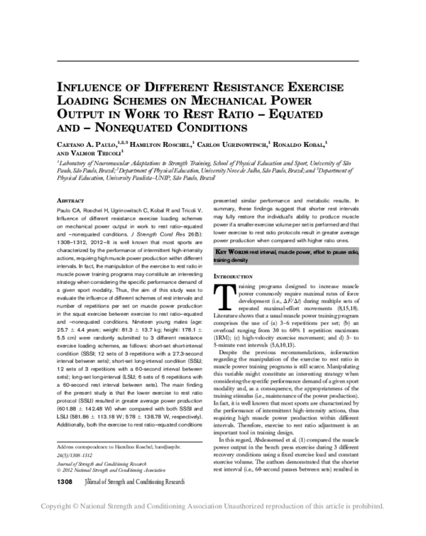 (PDF) Influence of Different Resistance Exercise Loading Schemes on ...