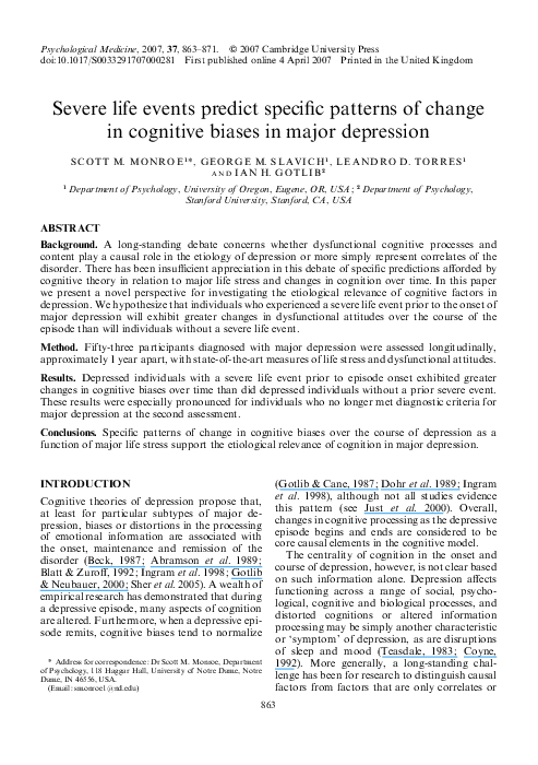 (PDF) Severe life events predict specific patterns of change in ...