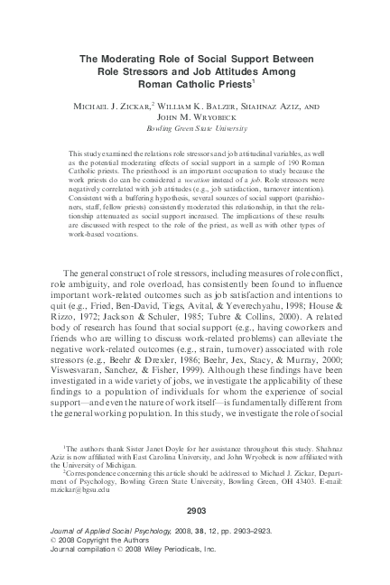 (PDF) The Moderating Role of Social Support Between Role Stressors and ...
