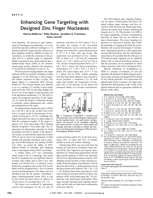 (PDF) Enhancing Gene Targeting with Designed Zinc Finger Nucleases
