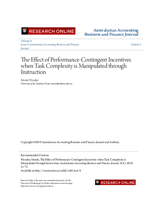 (PDF) The Effect of Performance-Contingent Incentives when Task ...