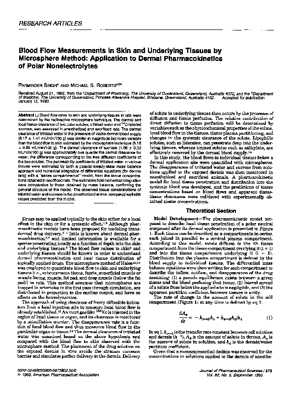 (PDF) Blood flow measurements in skin and underlying tissues by ...