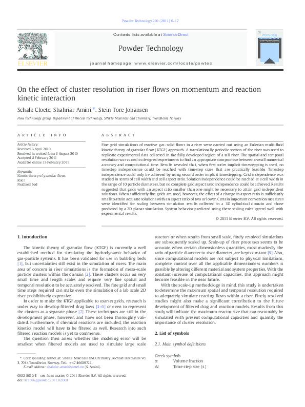 (PDF) On the effect of cluster resolution in riser flows on momentum ...