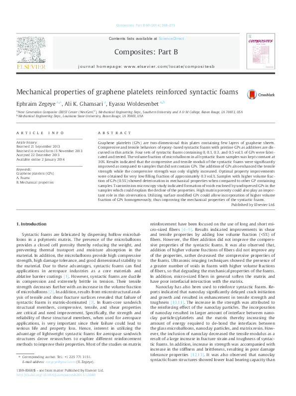 (PDF) Mechanical properties of graphene platelets reinforced syntactic ...