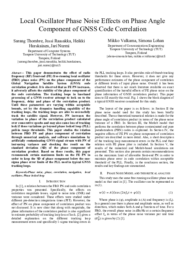 (PDF) Local oscillator phase noise effects on phase angle component of ...